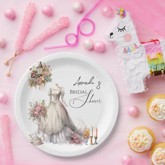 Boheemse Victoriaans bruidsjurk Tea Vrijgezellenfe Papieren Bordje (Feest)