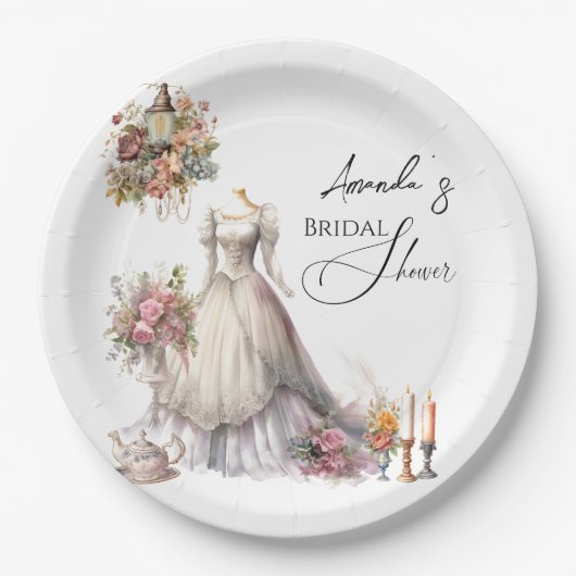 Boheemse Victoriaans bruidsjurk Tea Vrijgezellenfe Papieren Bordje (Voorkant)