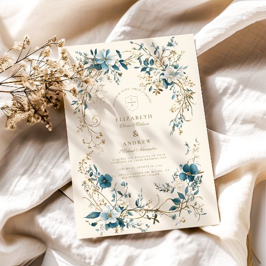 Boheemse Vintage Bloemige Varens Bruiloft Kaart