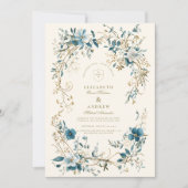 Boheemse Vintage Bloemige Varens Bruiloft Kaart (Voorkant)