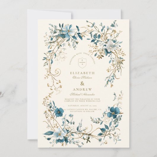 Boheemse Vintage Bloemige Varens Bruiloft Kaart (Voorkant)