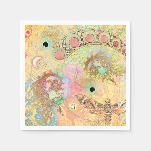 Boheemse vintage kunst unieke hippie pastelkleurig servet (Voorkant)