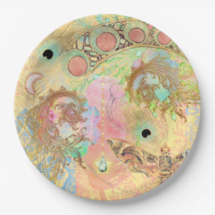 Boheemse vintage kunst unieke hippie pasteltinten papieren bordje