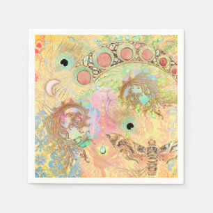 Boheemse vintage kunst unieke hippie pasteltinten servet