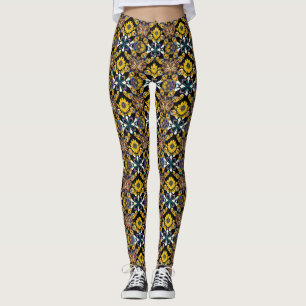 Boheemse vlinder en zonnebloem patroon op zwart leggings