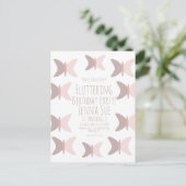 Boheemse Vlinder Pastel Roze Verjaardagsuitnodigin Briefkaart (Staand voorkant)