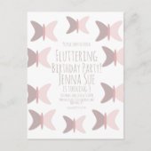 Boheemse Vlinder Pastel Roze Verjaardagsuitnodigin Briefkaart (Voorkant)