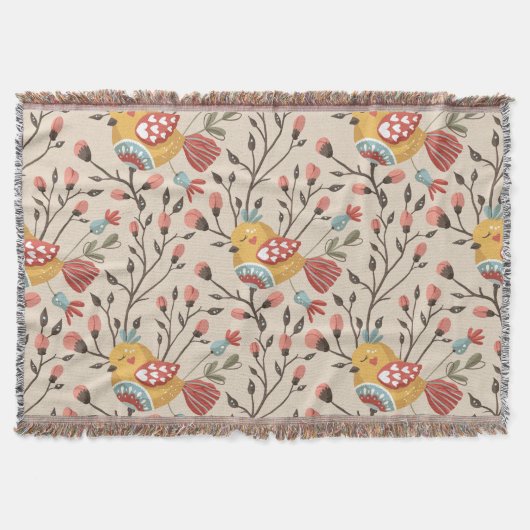 Boheemse vogels en bloemen - Natuur-geïnspireerd Deken (Voorkant)