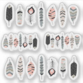 Boheemse Vogelveren in Blush Roze Planner Sheet Sticker (Voorkant)