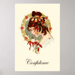 Boheemse Vrouw Portret Poster Vintage Bloem
