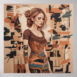 Boheemse vrouwelijke illustratie poster