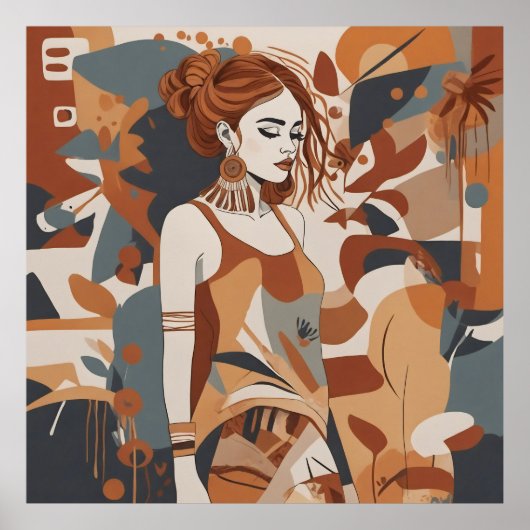 Boheemse vrouwelijke illustratie - poster (Voorkant)