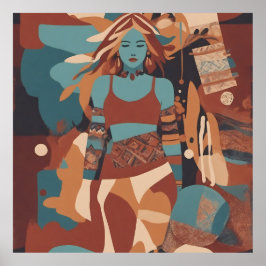 Boheemse vrouwelijke illustratie poster