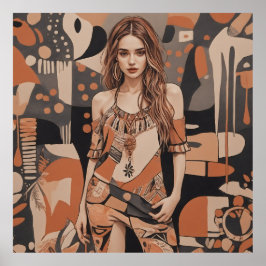 Boheemse vrouwelijke illustratie poster