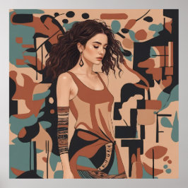 Boheemse vrouwelijke illustratie poster