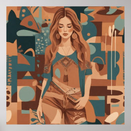 Boheemse vrouwelijke illustratie poster