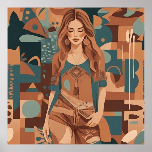 Boheemse vrouwelijke illustratie poster (Voorkant)