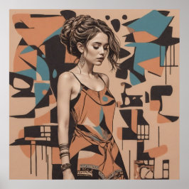 Boheemse vrouwelijke illustratie poster