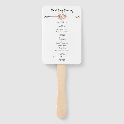 Boheemse Waterverf Bloemen Boho Trouwprogramma Handwaaier (Achterkant)