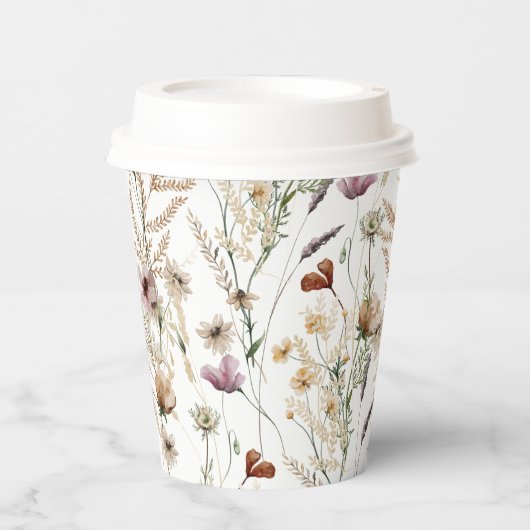 Boheemse Waterverf Bloemen Bruidsdiner Papieren Bekers (Voorkant)