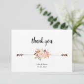 Boheemse Waterverf Bloemen Bruiloft Boho Floral Bedankkaart (Staand voorkant)