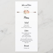 Boheemse Waterverf Bloemen Elegante Boho Rackcard Menu (Voorkant)