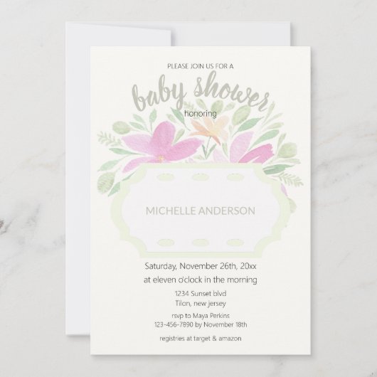 Boheemse Waterverf Bloemen Genderneutraal Kaart (Voorkant)