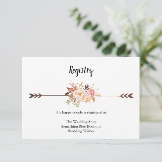 Boheemse Waterverf Bloemen Huwelijksregister Boho Informatiekaartje (Staand voorkant)