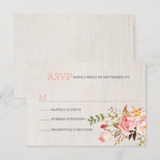 Boheemse Waterverf bruiloft RSVP Kaarten (Voorkant / Achterkant)