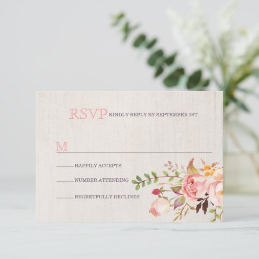 Boheemse Waterverf bruiloft RSVP Kaarten Kaartje (Staand voorkant)