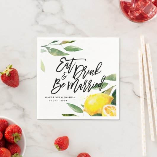 Boheemse Waterverf Citroen Bruiloft Servet (Insitu)