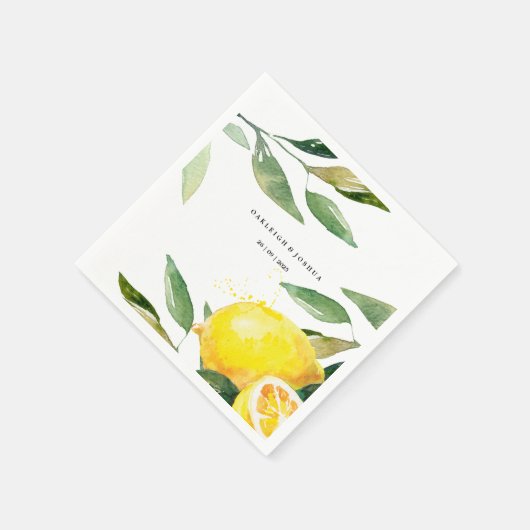 Boheemse Waterverf Citroen Bruiloft Servet (Hoek)