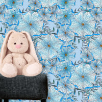 Boheemse Waterverf en Ink Blue Flowers Bladeren