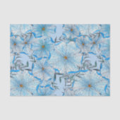 Boheemse Waterverf en Ink Blue Flowers Bladeren Tissuepapier (Voorkant)