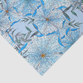 Boheemse Waterverf en Ink Blue Flowers Bladeren Tissuepapier (Detail)