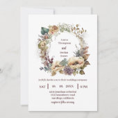 Boheemse Waterverf Floral Boho krans bruiloft Kaart (Voorkant)