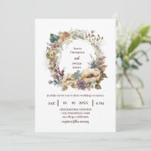 Boheemse Waterverf Floral Boho krans bruiloft Kaart (Staand voorkant)