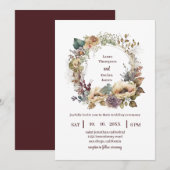 Boheemse Waterverf Floral Boho krans bruiloft Kaart (Voorkant / Achterkant)