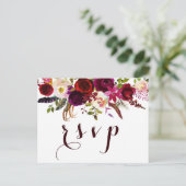 Boheemse Waterverf Floral herfst bruiloft RSVP Uitnodiging Briefkaart (Staand voorkant)