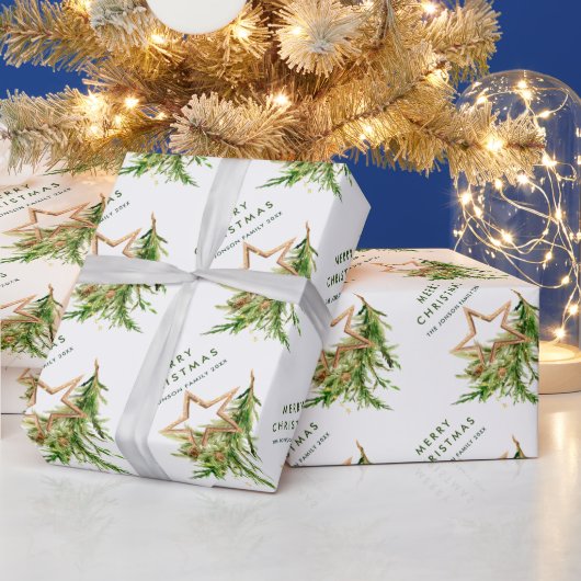 Boheemse Waterverf Kerst Compositie Vakantie Cadeaupapier (Feestdagen)