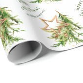 Boheemse Waterverf Kerstcompositie Vakantie Cadeaupapier (Rol Hoek)