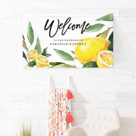 Boheemse Waterverf Lemon Bruiloft Banner (Insitu)