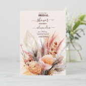 Boheemse Waterverf Pampas Grass Bridal Kaart (Staand voorkant)