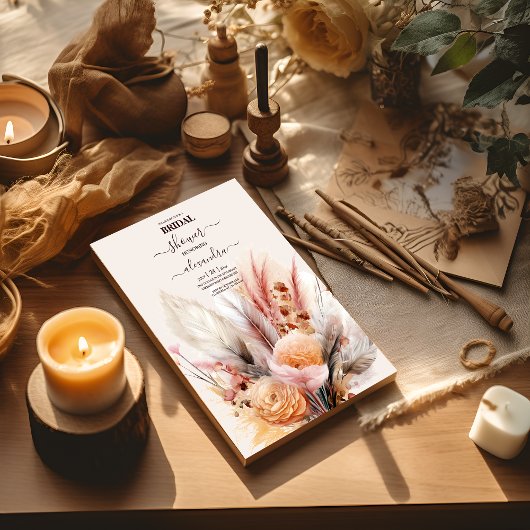 Boheemse Waterverf Pampas Grass Bridal Kaart