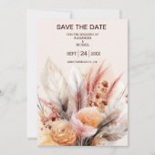 Boheemse Waterverf Pampas Grass Bruiloft Save The Date (Voorkant)