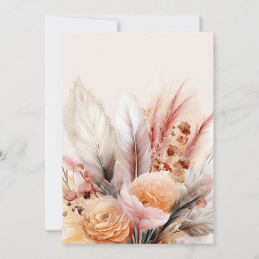 Boheemse Waterverf Pampas Grass Bruiloft Save The Date (Achterkant)