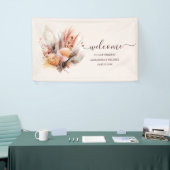 Boheemse Waterverf Pampas Grass Bruiloft Spandoek (Beurs)