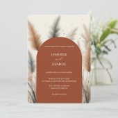 Boheemse Waterverf Pampas Grass Wedding Kaart (Staand voorkant)