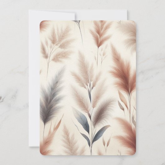 Boheemse Waterverf Pampas Grass Wedding Kaart (Achterkant)