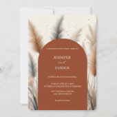 Boheemse Waterverf Pampas Grass Wedding Kaart (Voorkant)